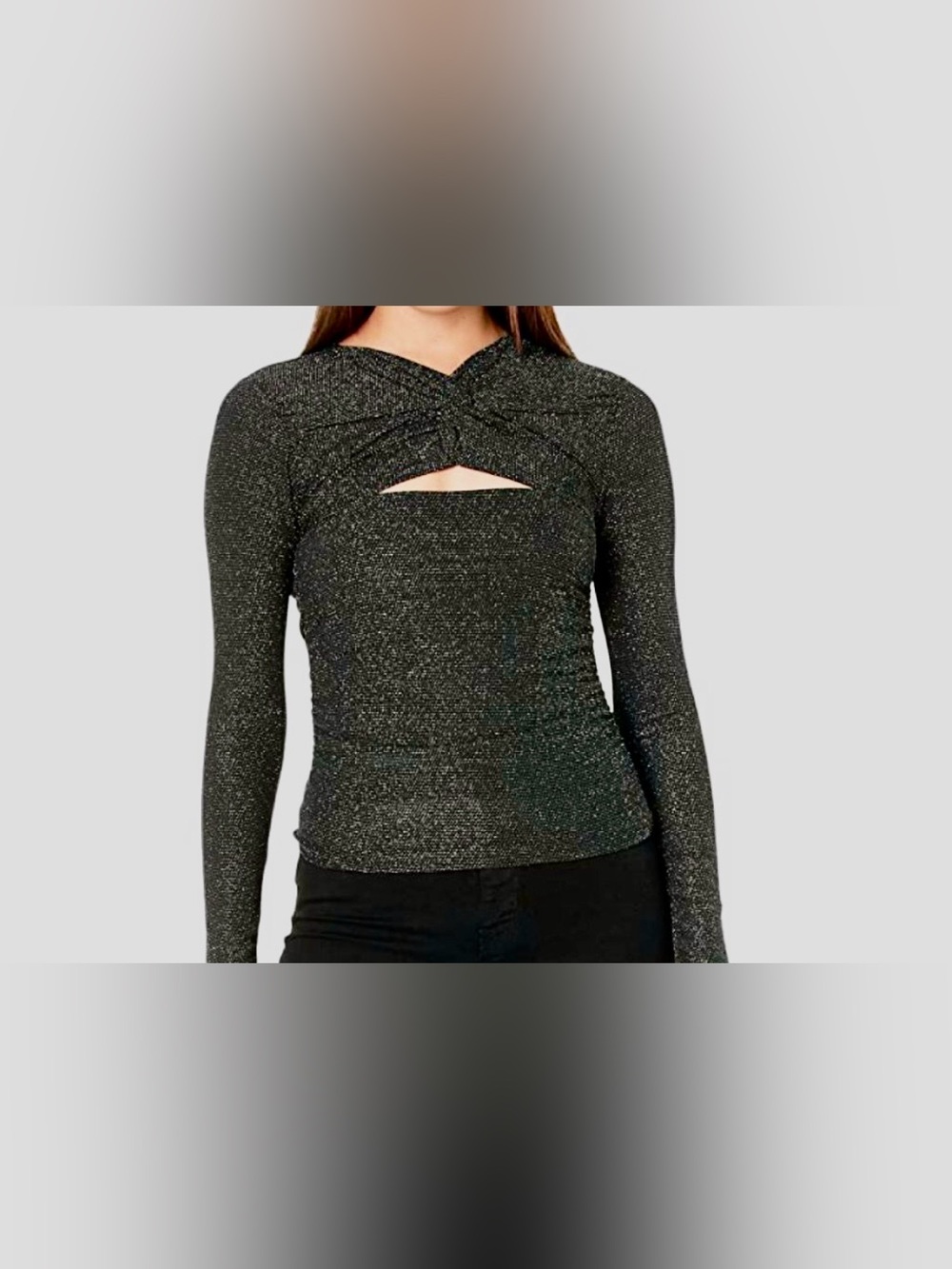 AllSaints Caelum Metallic Long sleeve Top